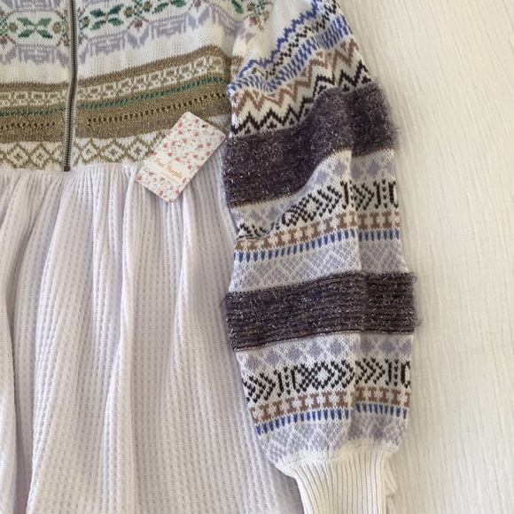 Free People Cabin Fever Swit Sweater Thermal Top in XS White - Picture 9 of 16